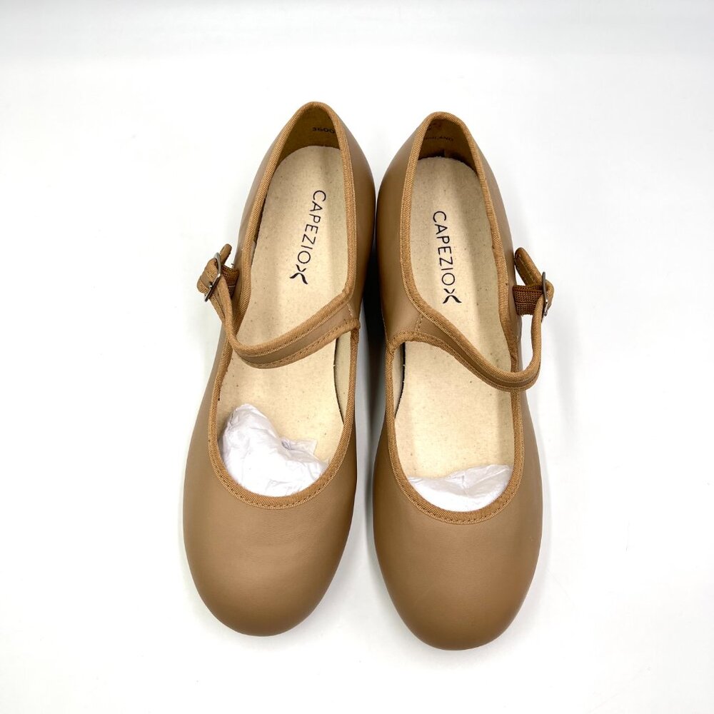 Capezio Womensā Size 7 7M 3800 Mary Jane Caramel Tan Buckled Dance Tap Shoes - Picture 3 of 12